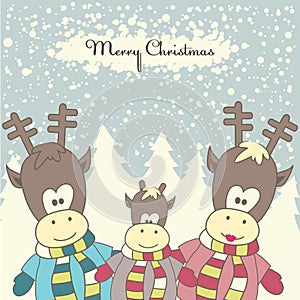 Christmas card with Reindeer. Vector illustration