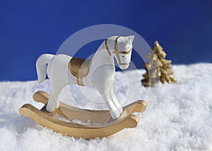 Christmas card with a rocking horse