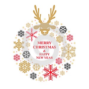 Christmas card with round decorative frame