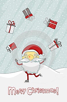 Christmas card with Santa Claus