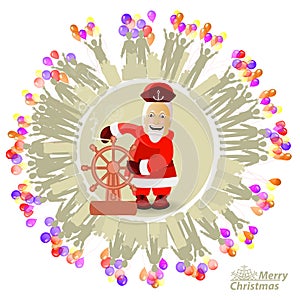 Christmas card. santa claus captain