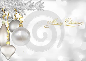 Christmas Card with Silver Christmas Ornaments