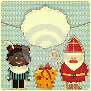 Christmas card with Sinterklaas