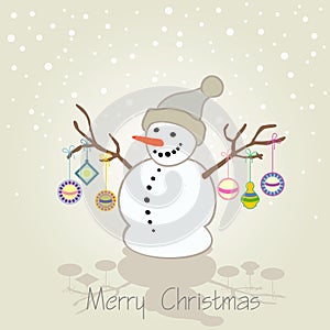 Christmas card with snowman