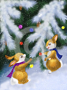 Christmas card with a squirrel