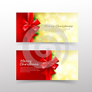 Christmas card template for invitation and gift voucher with red