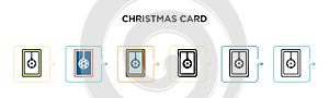 Christmas card vector icon in 6 different modern styles. Black, two colored christmas card icons designed in filled, outline, line