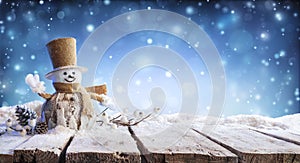 Christmas Card - Winter Incoming - Snowman photo