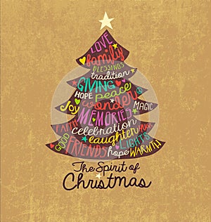 Christmas Card Word Cloud tree design