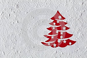 Christmas card with xmas tree drawing in flour, copy space