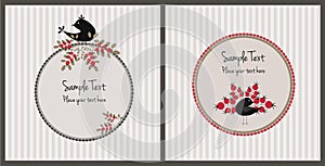 Christmas Cards With Birds and Berries