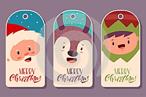 Christmas cards, label, tags vector set