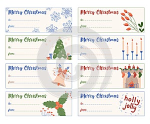 Christmas cards set with copy space and Christmas decor