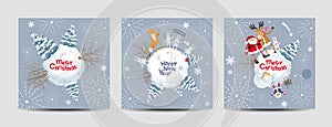 Christmas cards vector set - Christmas planets