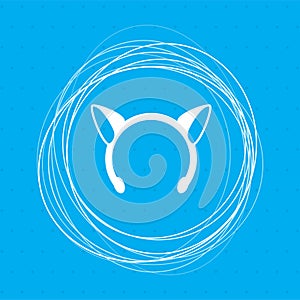 Christmas carnivals ears icon on a blue background with abstract circles around and place for your text.