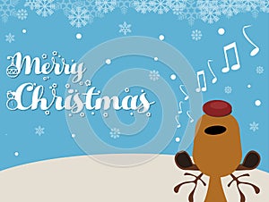 Christmas Carol with Reindeer. Christmas Card