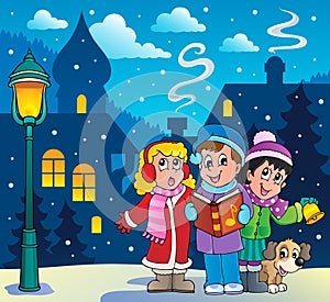 Christmas carol singers theme 3