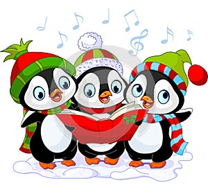 Christmas carolers penguins