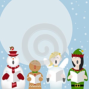 Christmas cartoon characters singing poster