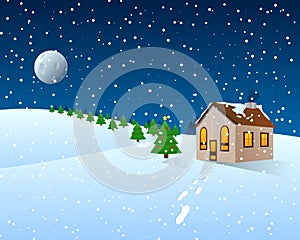 Christmas Cartoon Clipart - Winter Scenery