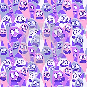 Christmas cartoon doodle seamless monster pattern for wrapping paper and fabrics and linens and kids