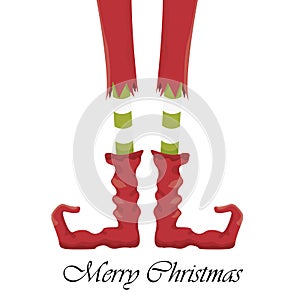 Christmas cartoon elfs legs on white background