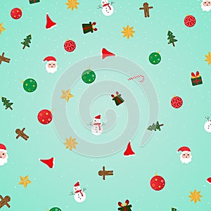 Christmas cartoon pattern banner esign cyan color background