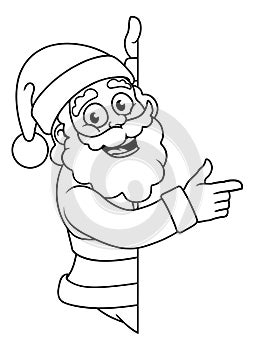 Christmas Cartoon Santa Claus Pointing Around Sign