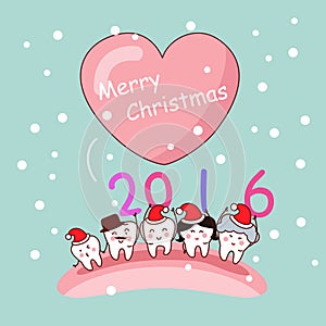 Christmas with cartoon tooth family