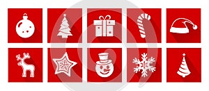 Christmas cartoon vector icon. New Year symbol. Holiday decotarion set. Greeting illustration photo
