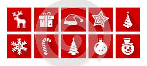 Christmas cartoon vector icons. New Year. Holiday decotarion set. Greeting illustration photo