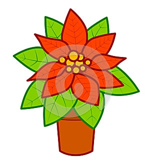 Christmas cartoons clip art. Poinsettia vector illustration