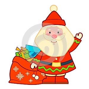 Christmas cartoons clip art. Santa claus bag clipart vector illustration