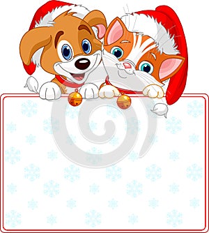 Christmas Cat and dog sign
