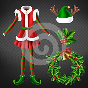 Christmas celebration attributes 3d vector set