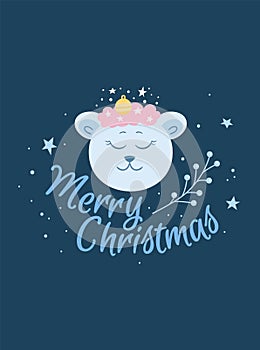 Christmas celebration invitation bear postcard