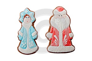Christmas characters cookies Ded Moroz Father Frost, Snegurochka Snow Maiden