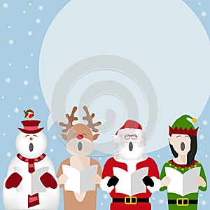 Christmas characters singing carols poster