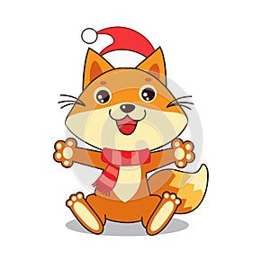 Christmas Characters. Small Fox. Vector Fox. Fox Sitting. Small Fox Plush. Small Fox Stickers.