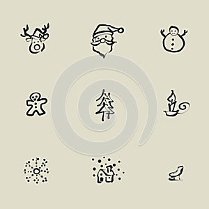 Christmas Chinese brush icon drawing