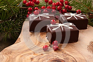 Christmas Chocolate Candy and Red Berries