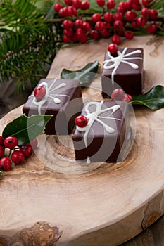 Christmas Chocolate Candy and Red Berries