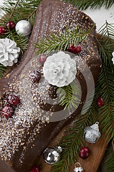 Christmas Chocolate Yule Log Cake