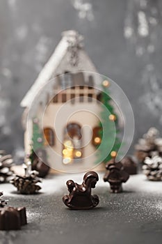 Chocolate figurines-Santa Claus, hare, horse, dragon, bell
