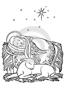 Christmas Christian baby Jesus nativity scene vector