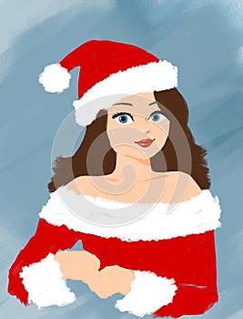 Christmas and christmas girl, christmas night, christmas, greeting card, greeting, postcard, winter, winter season, snow, celebrat