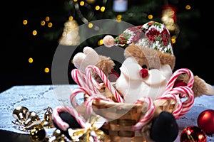 Christmas, Christmas ornaments composing beautiful arrangement with selective focus