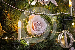 Christmas christmas tree festively decorated white flower
