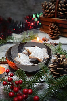 Christmas cinnamon cookies (spice-cake) and New Year\'s decoration