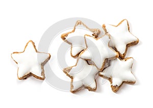 Christmas cinnamon star cookies white background
